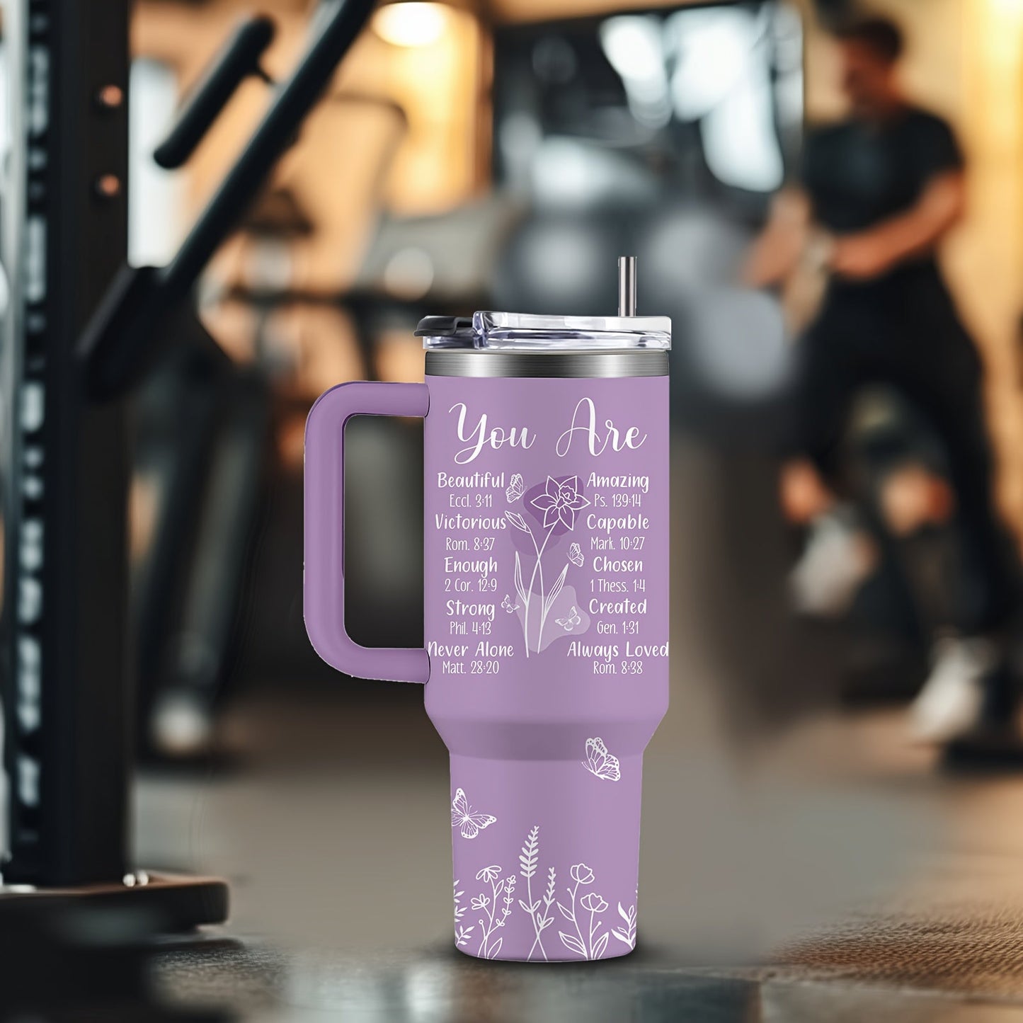 Christian Tumbler 40 oz Insulated with Lid & Straw – Faith-Inspired Religious Gift for Women, Hot & Cold Beverage Cup for Outdoor Sports, Camping & Daily Use, Thoughtful Christian Gift Idea