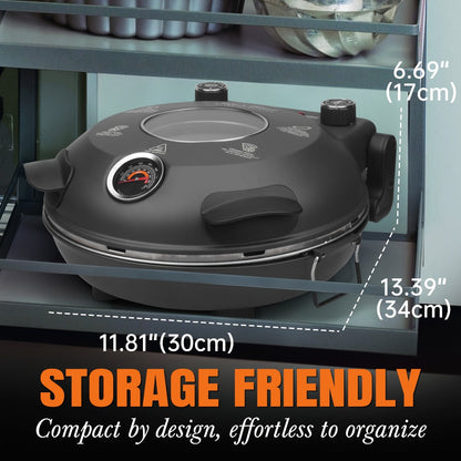 Electric Quesadilla Maker 9.5 Inch – Grilled Cheese Machine, Extra Stuffing Capacity, Easy 6-Wedge Slice, Non-Slip Feet | Also Available as 12 Inch Pizza Maker