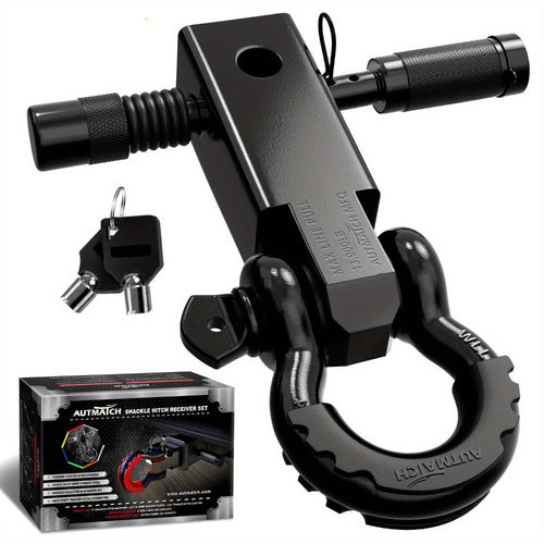 Shackle Hitch Receiver Kit 2 Inch – 45,000 lbs Break Strength, Drop-Forged Steel, Lock Pin & D-Ring, Fits Truck RV ATV Boat, 8 Colors, Towing Recovery Set