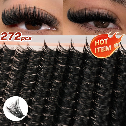 100D Volume Cluster Lashes DIY Individual Lash Extension Kit – Soft Reusable Single Clusters for Full Thick Dramatic Lash Look, Beginner & Pro Friendly Home Salon Use