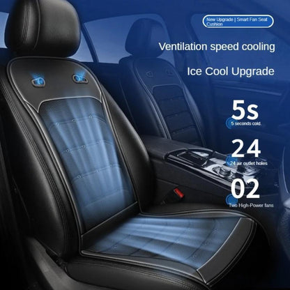 Car Cooling Seat Cushion 24" – Dual Fan 24-Vent Summer Breathable PU Leather Pad, Anti-Slip, Universal Fit for Sedan & Large Vehicles, Brown, Blue, Black