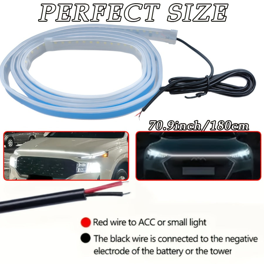 1pc Of 70-inch Engine Through-light, LED High-brightness White Light, Automatic Welcome Mode When Unlocked, with Steering Effect, 12V Indoor Wiring Installation, Suitable for Cars, SUVs And Other Models