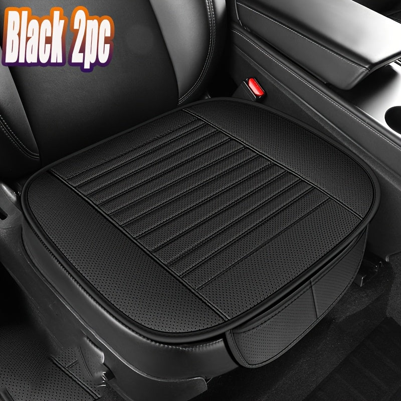 2pcs Premium Car PU Leather Car Seat Cover Pads, Car Half-wrapped Seat Protectors with Non-slip Bottom, Breathable Sponge Filled Car Seat Front Row Protectors, Suitable for Most Vehicles