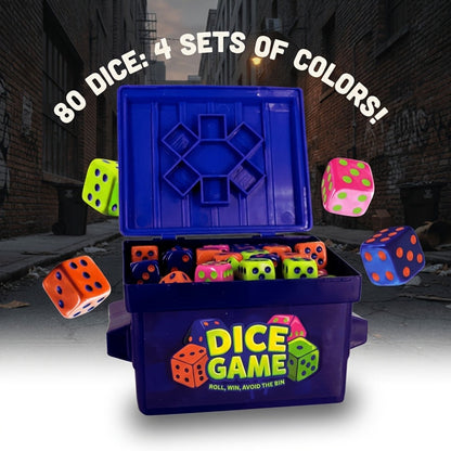 Fast-Paced Dice Rolling Board Game with 80 Dice – Addictive 2-4 Player Party Game for Adults & Groups, Portable Travel Game Night Set with Game Board, Graffiti Stickers & Rules