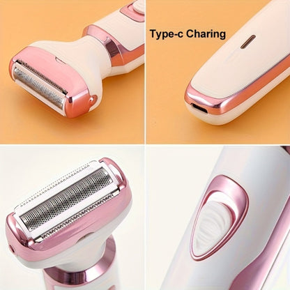 Electric Shaver for Women 4-in-1 Rechargeable Grooming Kit – Painless Hair Remover Eyebrow Trimmer Nose Hair Bikini Trimmer, Portable Body Hair Removal Face Legs Underarms, Beauty Gift for Her