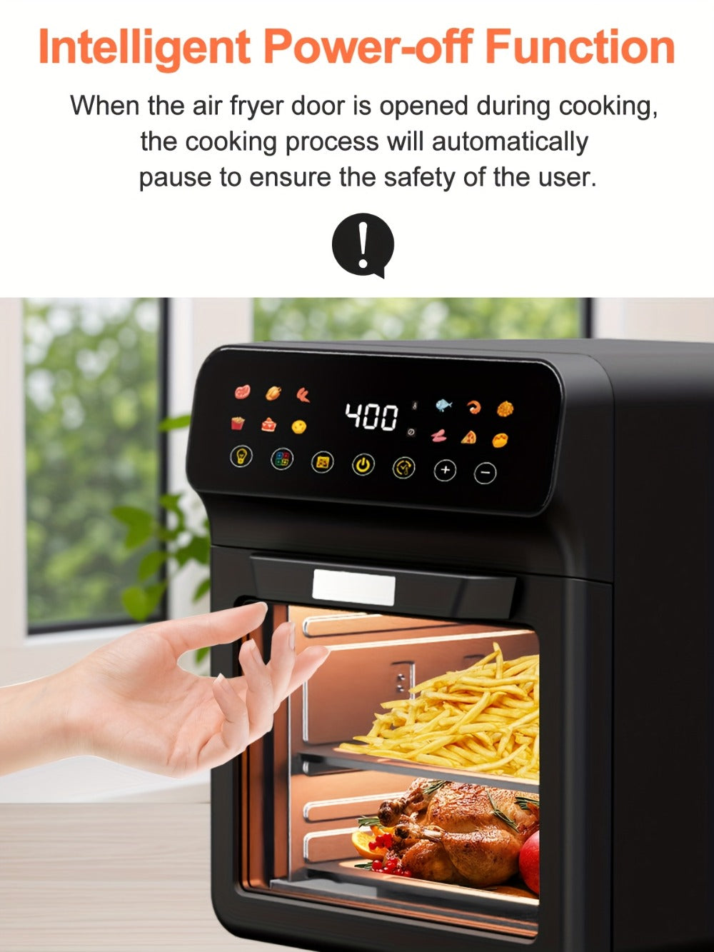 Air Fryer Toaster Oven Combo Extra Large – 12-Quart Countertop Convection Oven with Digital Touchscreen, 12 Preset Functions, Baking, Roasting & Reheating, Family-Sized Meals, Black