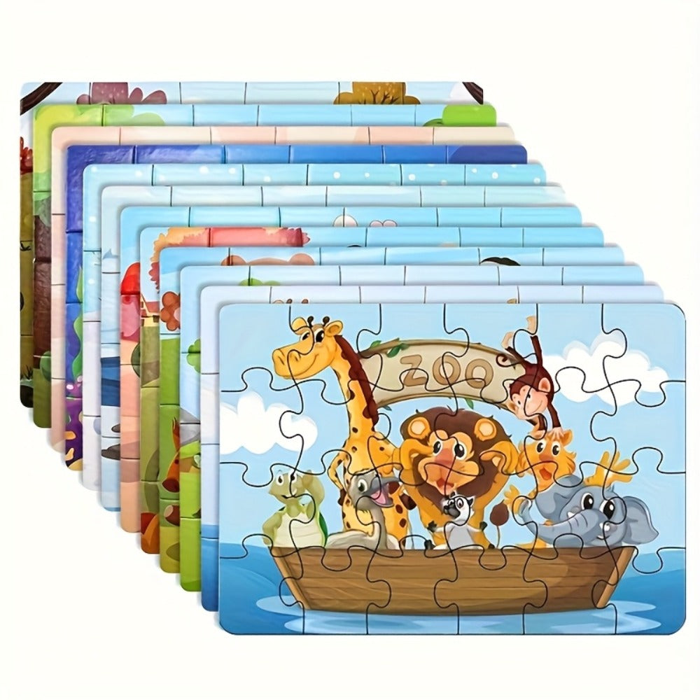 Kids Puzzle Set 12 Pack – Jigsaw Puzzles for Boys & Girls Ages 3+, 12 Different Themes Mixed Colors, Educational Activity Toy, Fun Gift for Toddlers Preschoolers Halloween Christmas Birthday