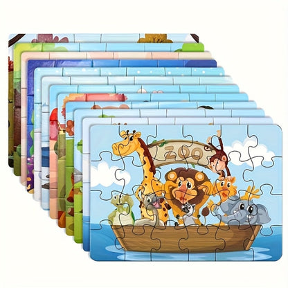 Kids Puzzle Set 12 Pack – Jigsaw Puzzles for Boys & Girls Ages 3+, 12 Different Themes Mixed Colors, Educational Activity Toy, Fun Gift for Toddlers Preschoolers Halloween Christmas Birthday