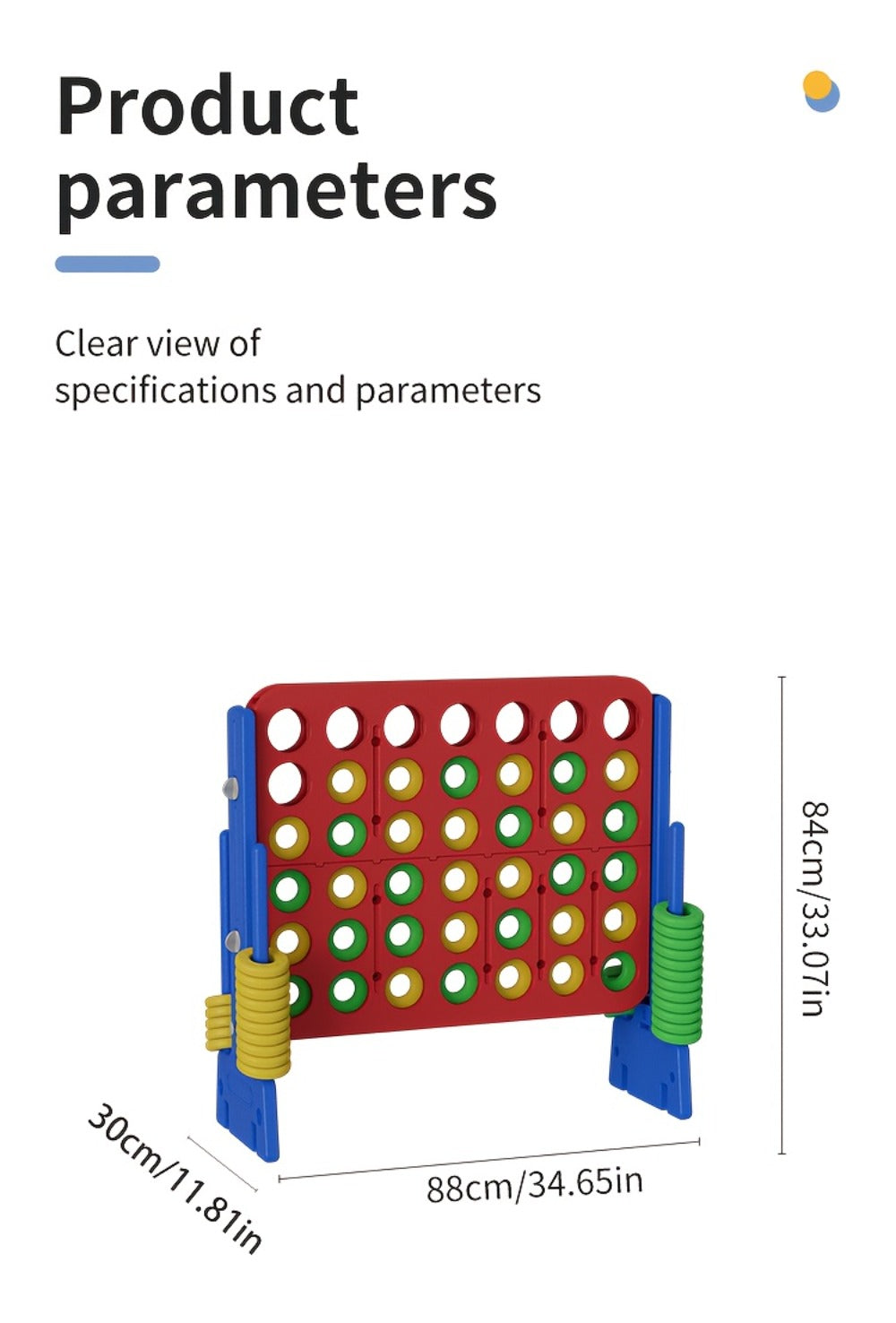 Height Adjustable Giant Connect 4 Game 33–37 Inch – Jumbo 4-in-a-Row Outdoor Yard Game with Quick Release Slider for Teens, Adults & Families, Indoor Outdoor BBQ Birthday Party Tailgate Game Set, Blue Red