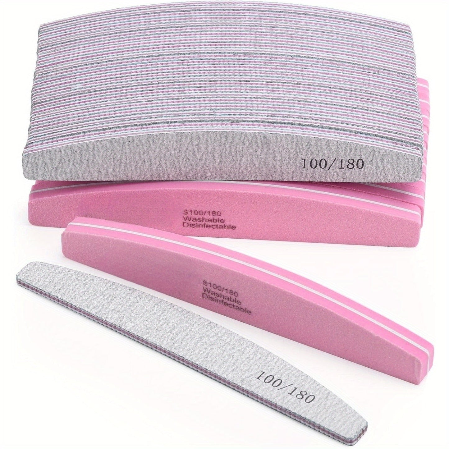 Nail Files and Buffers Professional 100 180 Grit Double-Sided Sanding Boards Reusable Polishing Blocks for Manicure Pedicure Salon Home Use Value Pack 20 or 35 Pieces