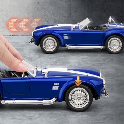 Shelby Cobra 1:22 Scale Zinc Alloy Diecast Model Car – Collector-Grade Exhibition-Quality Replica with Openable Doors, Static Display for Home Office Desk, Birthday Gift (Black / Blue / Red)