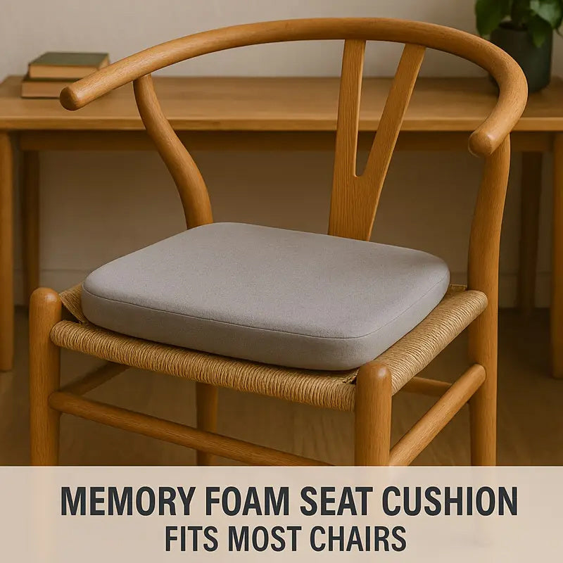 Comfort Seat Pad - 1.5-Inch Resilient Memory Foam Core with Detachable Fabric Cover, Textured Bottom Grip for Office/ School/ Truck Seats, Evenly Distributes Weight for Better Posture