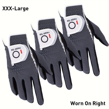 Wet Weather Golf Gloves Rain Grip 3-Pack for Men | Breathable Water-Resistant Golf Gloves for Left & Right Hand – Durable Comfortable Fit in Hot & Wet Conditions (Black, Gray, White | S–3XL)