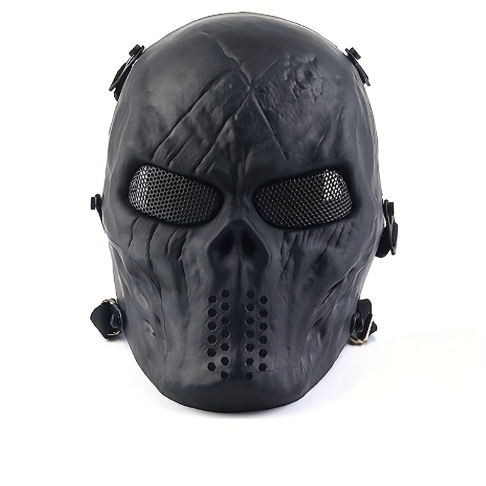 Skeleton Mask Halloween Costume Polyester Black White Camouflage Design for Adults Ages 18+ – Outdoor Cycling Cosplay Themed Party Role Play Accessory, Silvery Grey