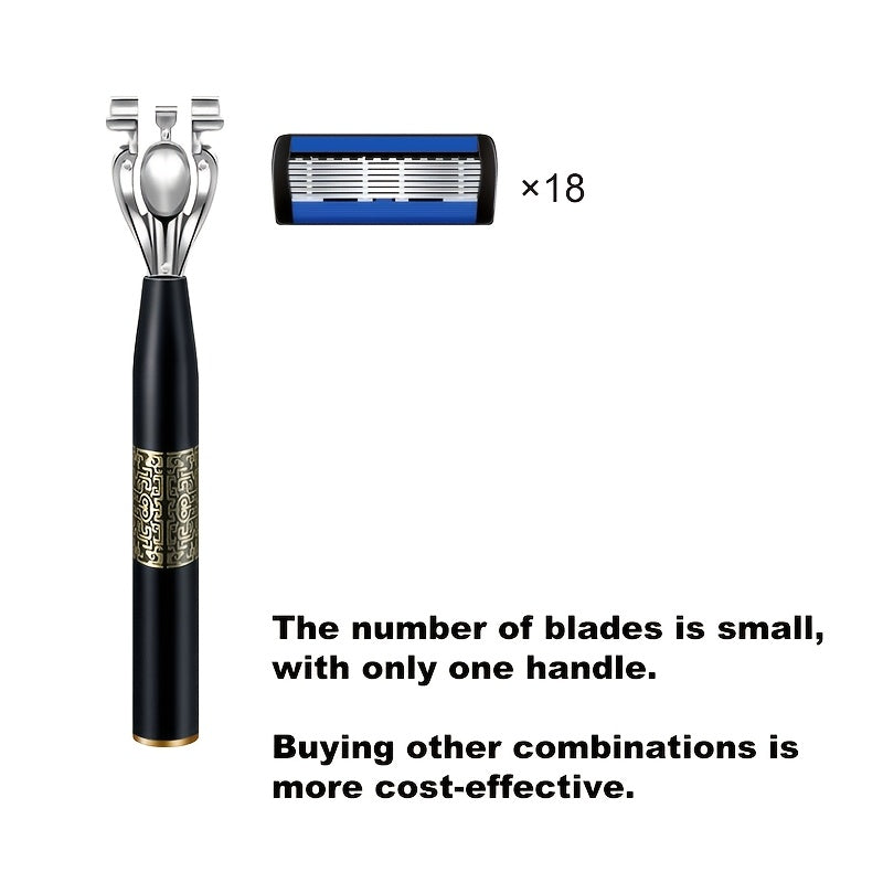 Men's Razor Set with Stainless Steel Replacement Blades - Reusable Handle & High-Capacity Blade Kit for Smooth Close Shave, Precision Grooming for Men, Multiple Bundle Options