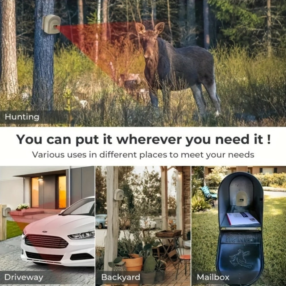 Driveway Alarm Wireless Sensor System 1/2 Mile Range – Motion Sensor Detector for Home, Mailbox & Perimeter Security, Battery Operated, 38 Ringtones