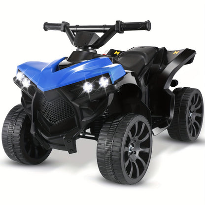 6V Kids Electric Quad ATV Ride-On 4-Wheeler with Headlights Foot Pedal Accelerator Treaded Anti-Slip Tires 1.86 MPH Outdoor Birthday Gift Boys Girls Ages 3+ Pink Blue Red Black