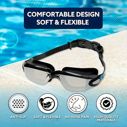 Swimming Goggles Set 6pcs – Swim Cap, Nose Clip & Earplugs