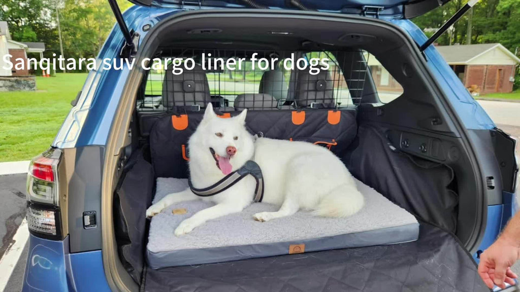 SUV Cargo Liner for Dogs, Pet Cargo Cover Dog Seat Mat for SUVs Sedans Vans with Bumper Flap Protector, Non-Slip, Large Size  Fit, Black
