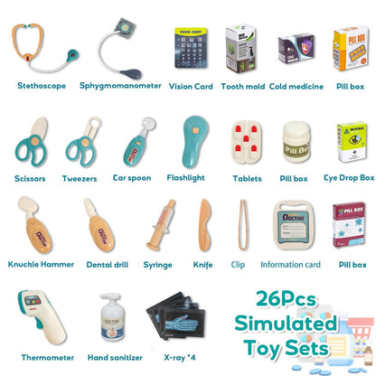Deluxe Doctor Kit for Kids 26pcs – Pretend Medical Station Toy Set with Play Stethoscope & Medical Instruments – Role Play Gift for Boys Girls Ages 3 4 5 6+