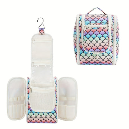 Hanging Toiletry Bag for Women Large Capacity Travel Makeup Organizer Bag with Hook Multi-Compartment Waterproof Cosmetic Pouch 16 Prints for Cruise Gym