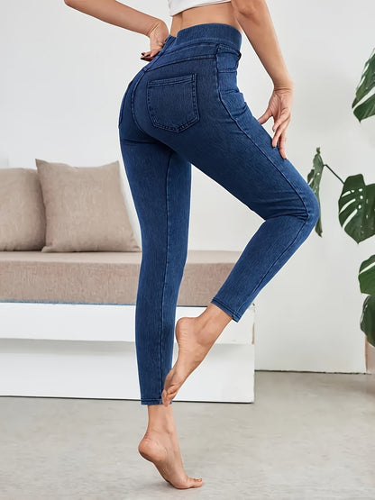 Women's High-Waist Skinny Jeans - Navy Color