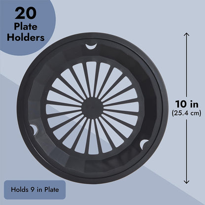 Reusable Plastic Paper Plate Holders Set – 10 Inch Snap-On Groove Design, Thickened Durable Holder for Picnics, BBQ, Camping & Party Dinners, Streamlined Dishwasher-Safe Plate Carrier (12 or 20 Piece)