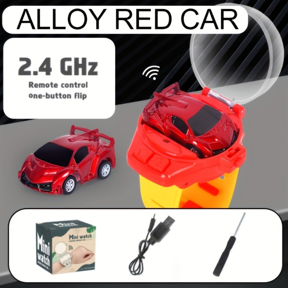 Alloy Metal RC Sports Car for Kids with Flashing LED Lights – 2.4GHz USB Rechargeable Push Button Remote Control Toy Car, Birthday Christmas Gift for Boys Girls Ages 3 4 5 6 7 (Red)