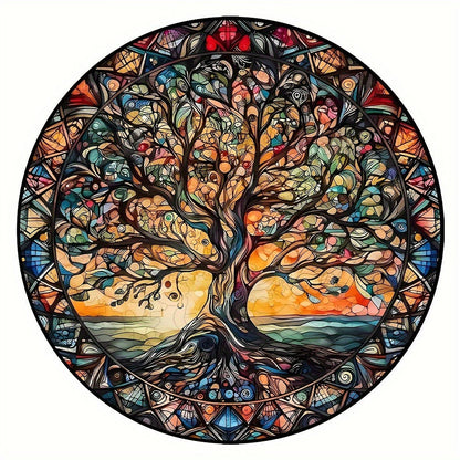 501-Piece Wooden Jigsaw Puzzle Tree of the Universe – Unique Irregular Shaped Pieces, Wood Storage Box, Cosmic Animals & Aliens Art, Brain Teaser Game, Educational Gift for Adults Teens, Christmas Halloween Birthday