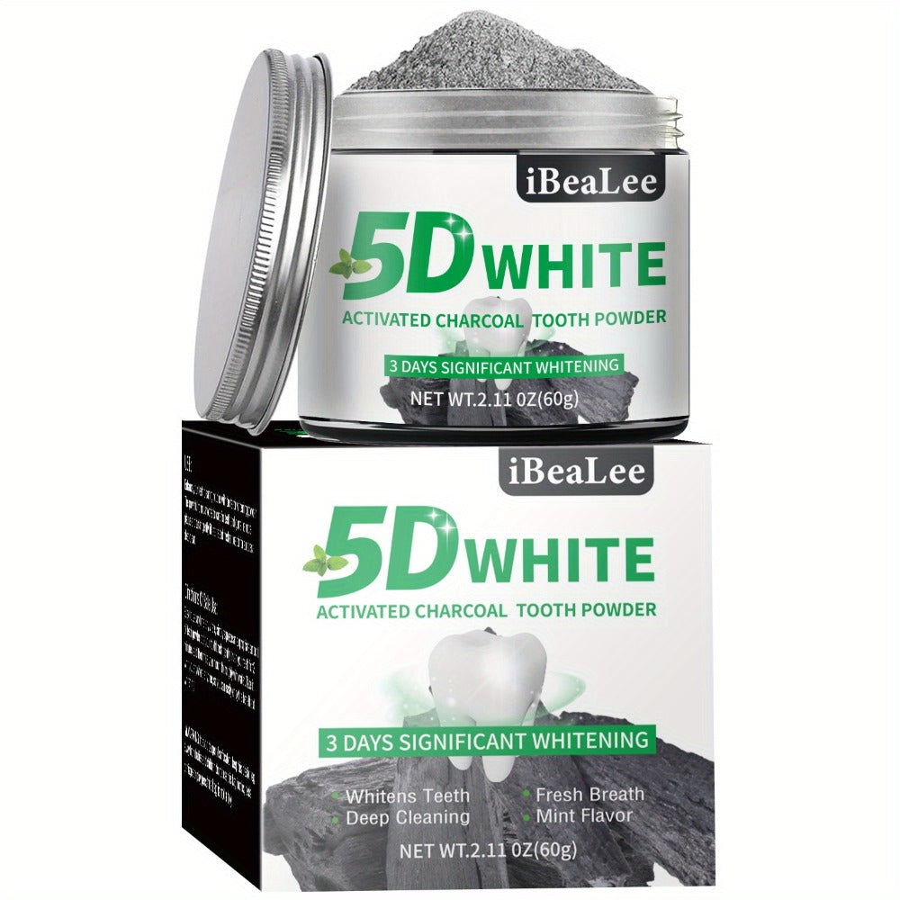 Activated Charcoal Teeth Whitening Powder 60g Natural Stain Remover for Coffee Tea Tobacco Deep Cleaning Dental Polish Breath Freshener Oral Care for Men Women Daily Whitening Treatment