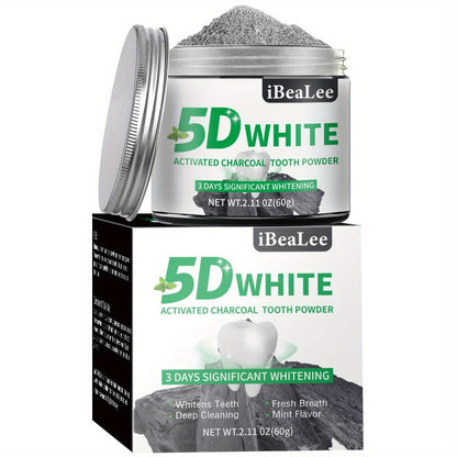 Activated Charcoal Teeth Whitening Powder 60g Natural Stain Remover for Coffee Tea Tobacco Deep Cleaning Dental Polish Breath Freshener Oral Care for Men Women Daily Whitening Treatment