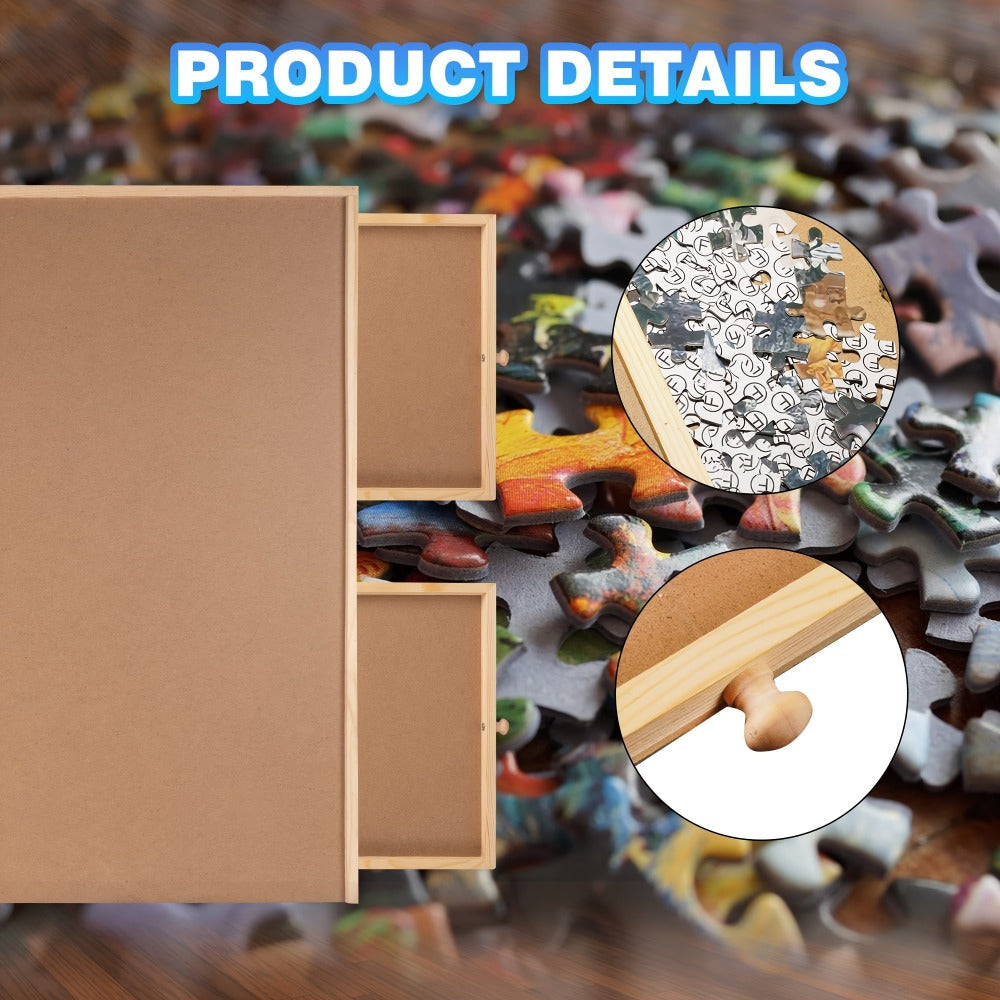 Wooden Puzzle Board 1500 Pieces 27x35 Inch – Large Puzzle Table with 6 Sorting Drawers, Portable Solid Wood Puzzle Organizer for Kids Adults Family, Perfect Gift for Puzzle Lovers