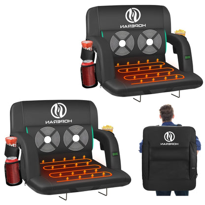 Heated Stadium Seat with Massage, 3-Level Heat & 6 Modes