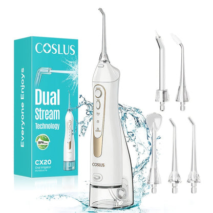 Rechargeable Oral Irrigator Cordless Water Flosser — 300ml Tank, Deep Gum & Teeth Cleaning, Quiet Operation, Travel-Ready Portable Design, Gold Accent Colors Black White Pink, Gift for Women