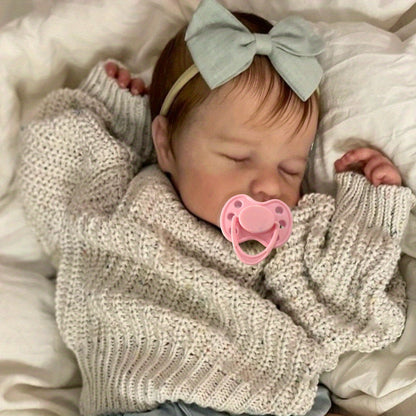 3D Skin Cloth Body Reborn Baby Doll 20 Inch Visible Veins Hand-Rooted Hair Sleeping Newborn Soft Vinyl Limbs ASTM Certified – Lifelike Huggable Baby with Clothes Pacifier Bottle Gift for Kids Birthday Christmas
