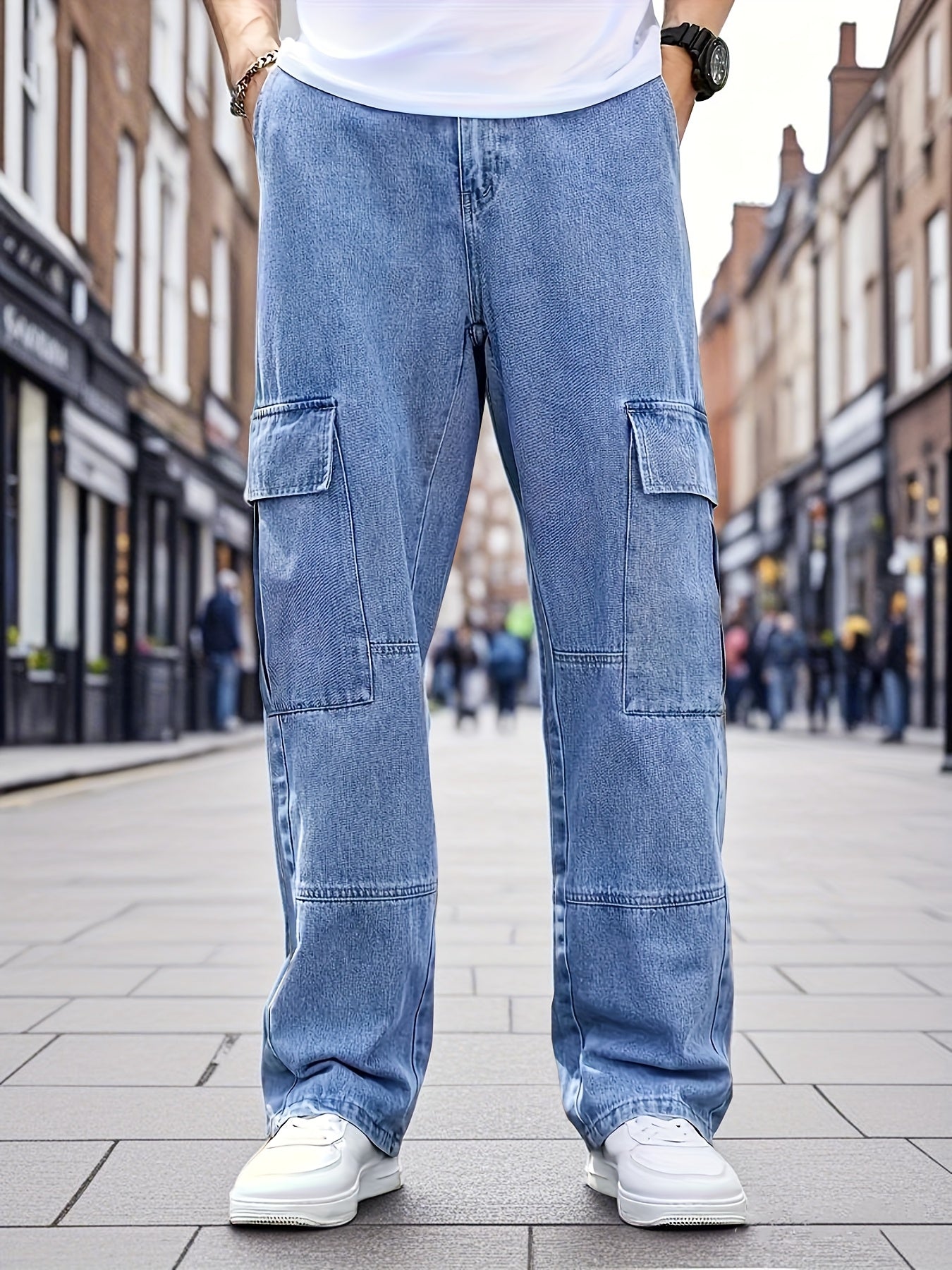 Men's Cargo Pants - Pocket Detail Wide Leg
