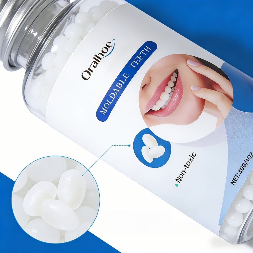 Temporary False Tooth Kit DIY Cosmetic Dental Repair Moldable Thermoplastic Realistic Fit for Missing Broken Chipped Teeth Secure for Eating Daily Wear Men Women Elderly 30g