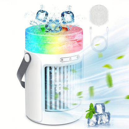 Portable Mini Air Conditioner Fan | Personal Evaporative Cooler with 3-Speed Settings & Timer, Quiet Desktop Cooling Fan for Room, Home, Office & Car Use – USB Powered, Compact Design
