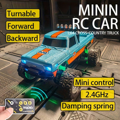 1:64 Scale Mini RC Car Alloy Off-Road Truck with Shock Absorbers – Pocket-Sized Remote Control Car for Boys Ages 6 7 8 9 10, Birthday Christmas Halloween Gift (Gray/Teal/Blue/Mixed)