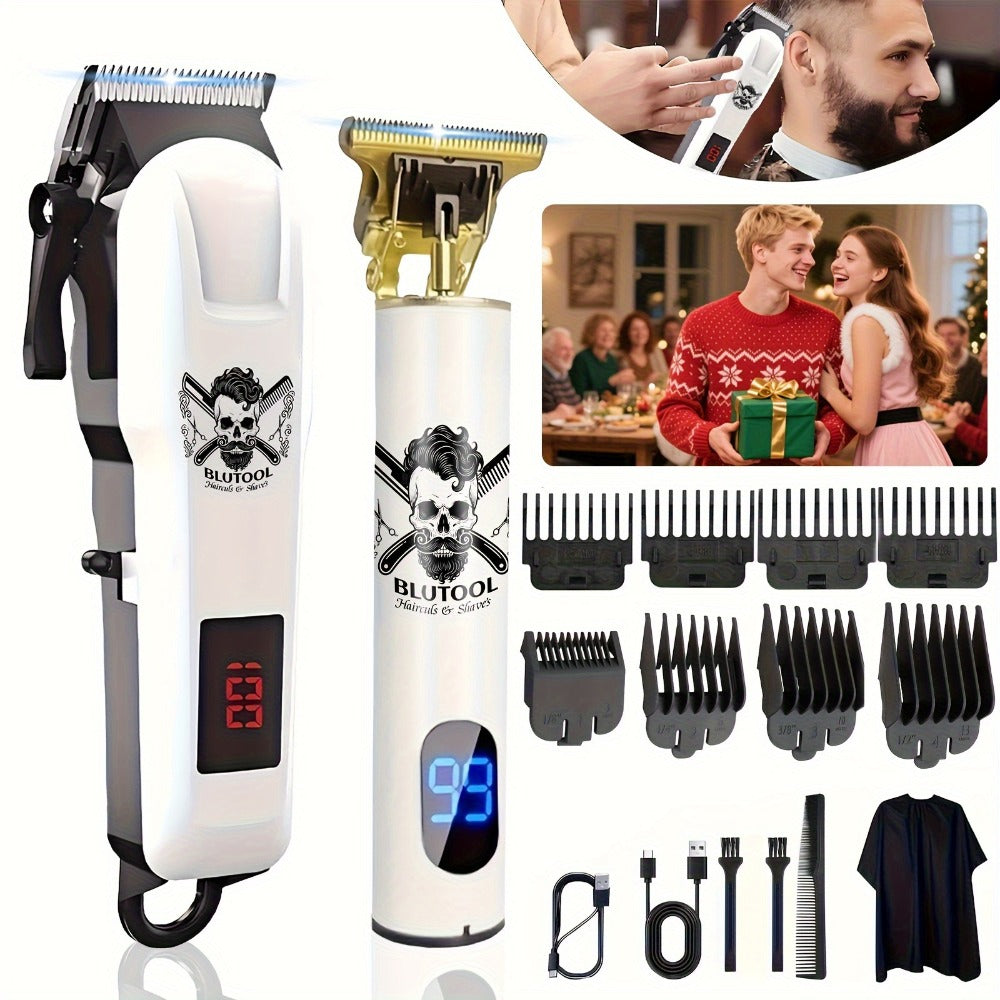 T-Blade Trimmer Set 2 or 3 Piece - USB Rechargeable Hair Clipper Beard Trimmer & Sideburns Shaver, Odorless Portable Barber Kit with Limiting Comb & Cutting Brush for Home Use, Gift for Men