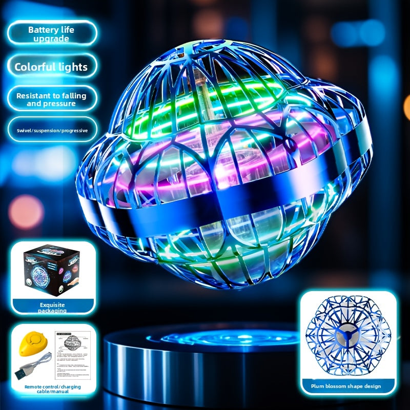 UFO Flying Ball Toy Smart Sensor Hovering Drone Hexagonal Spinning Saucer with Autonomous Flight for Kids Boys Girls Indoor Outdoor Party Christmas Birthday Gift Blue Purple Red