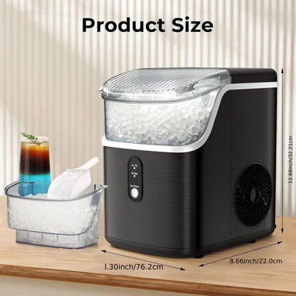 Nugget Ice Maker Countertop Pebble Ice Machine 26 Lbs 35 Lbs Per Day, Sonic Ice Bullet Ice Cube Options, Self-Cleaning Ice Maker with Ice Scoop and Basket, Portable Ice Machine for Home Kitchen Bar RV