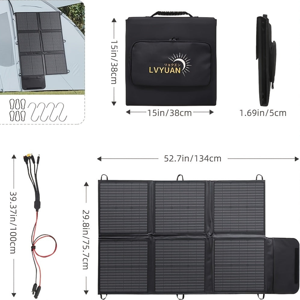 LVYUAN Portable Solar Panel Available in 120W, 200W, 300W, And 400W Options, Featuring a Foldable Design And High-Efficiency Monocrystalline Solar Cells with Up to 22.5% Efficiency, Ideal for Outdoor Activities, Boating, Camping