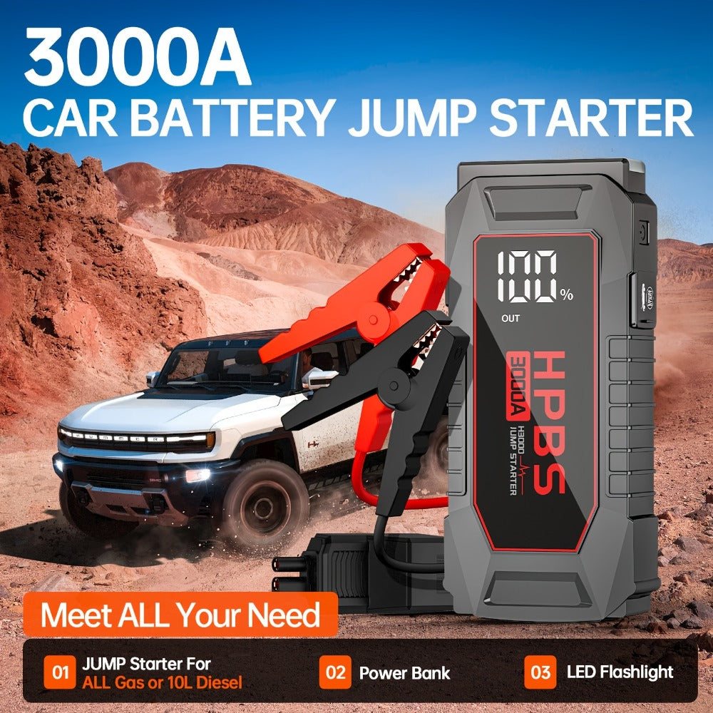Jump Starter 5000A 24000mAh Portable Car Battery Booster Pack – 12V Emergency Start for Gas & Diesel Engines, Motorcycle, SUV, Truck with Power Bank & LED Flashlight