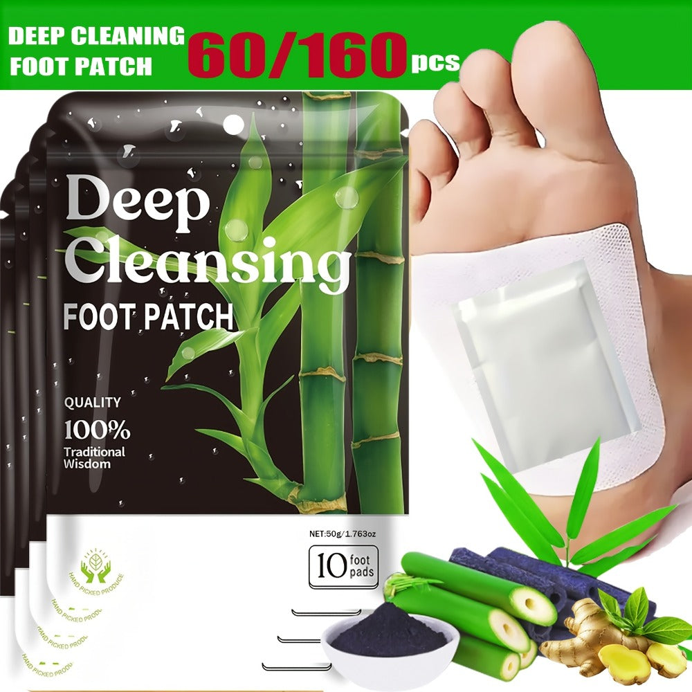 Foot Detox Patches Bamboo Vinegar & Ginger 60 & 160 Pcs - Deep Cleansing Natural Plant Ingredients Alcohol-Free Overnight Moisturizing Foot Pads for Tired Aching Feet - Green Golden Lavender Variants