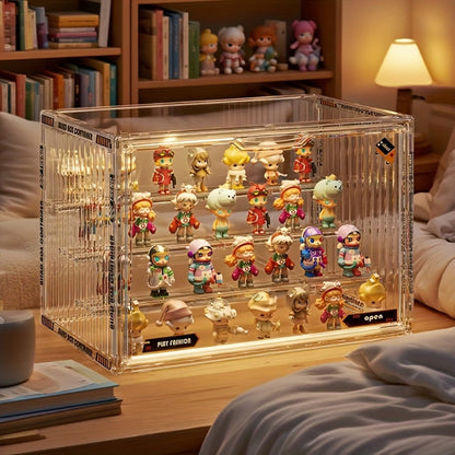 4-Tier Acrylic Figure Display Case with Magnetic Design – Clear Collector Showcase Box for Action Figures Dolls Funko Pop Anime Desktop Organizer