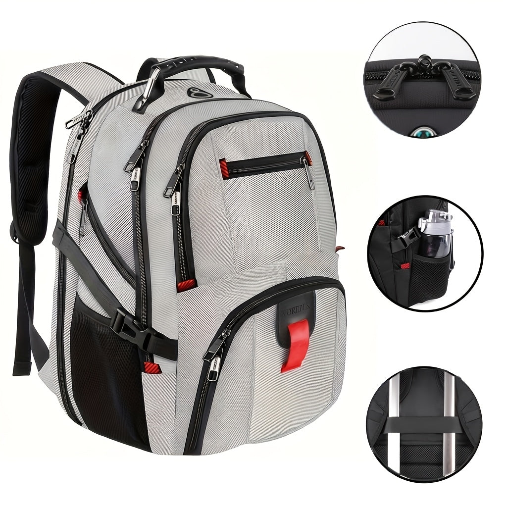 Large Laptop Backpack 50L – Fits 17 Inch Computer, Airline Approved Carry On, 3-Compartment Travel & College Backpack for Men Women | 8 Colors, Breathable Mesh Straps