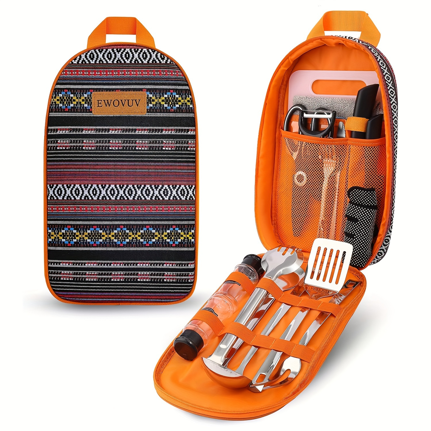 Camping Cooking Utensils Set – Bohemia Style Outdoor Cookware Kit for Camp Kitchen, RV, Picnic, BBQ & Portable Stove | Camping Essentials Gear Accessories