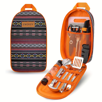 Camping Cooking Utensils Set – Bohemia Style Outdoor Cookware Kit for Camp Kitchen, RV, Picnic, BBQ & Portable Stove | Camping Essentials Gear Accessories