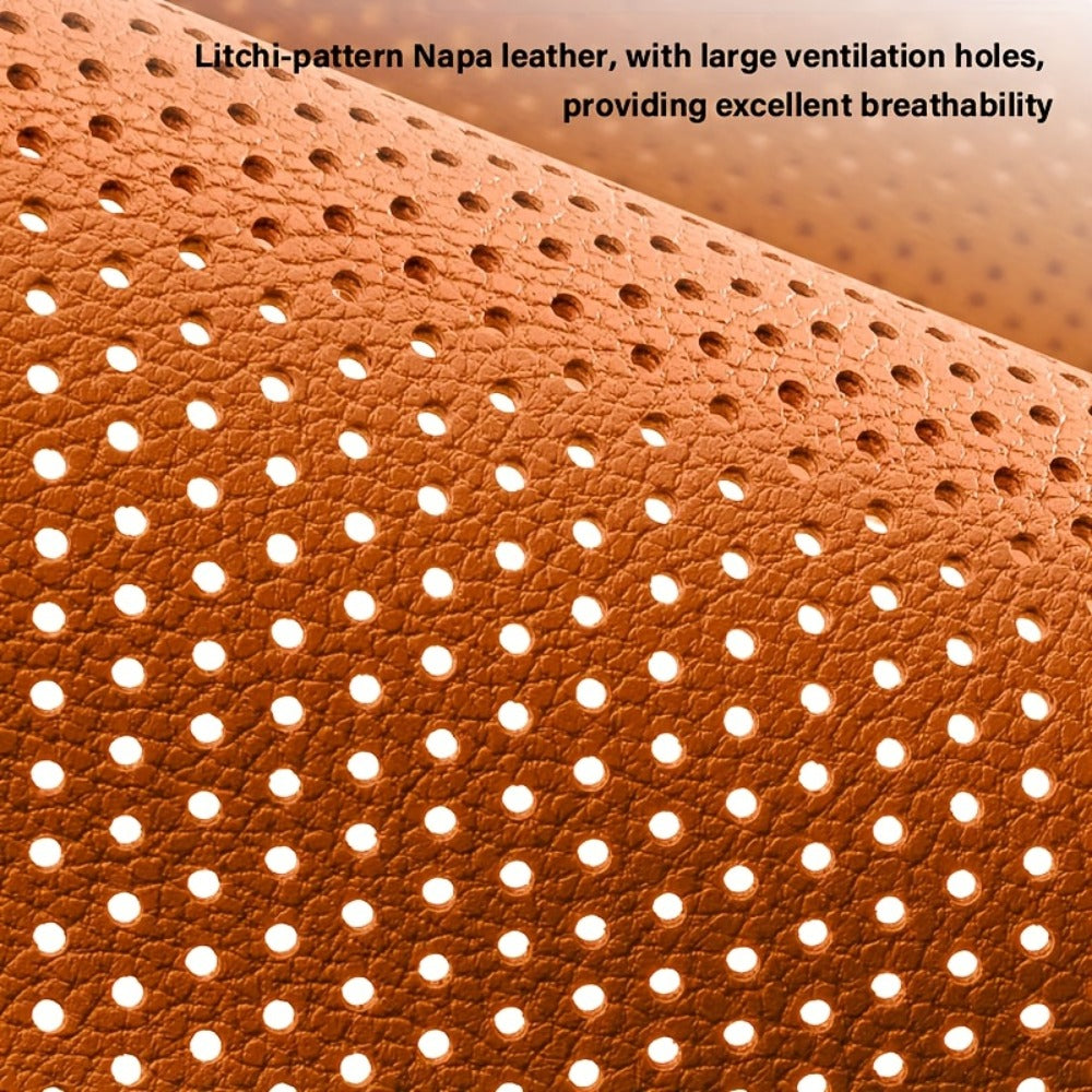 Nappa Leather Car Seat Cushion Full Surround – Non-Slip Breathable All-Season Seat Pad, Front & Rear Universal Fit for Cars SUVs, Luxury Interior Seat Cover